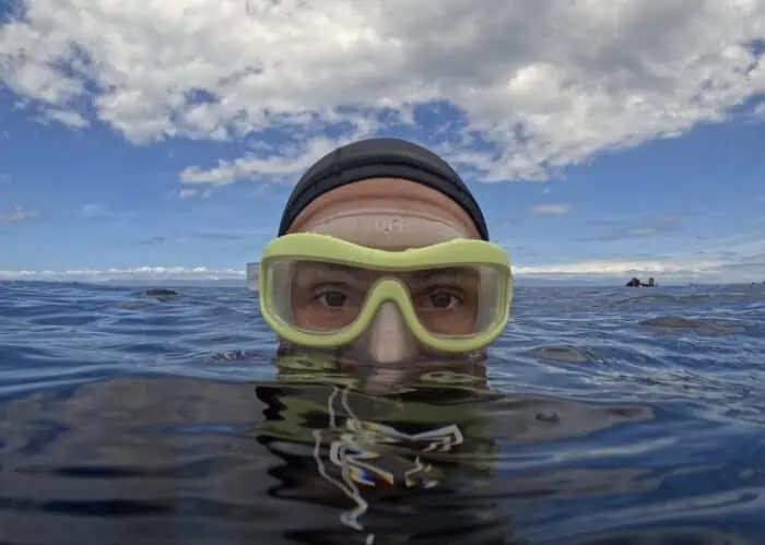 The AGULHAS Mask has a unique, fun design inspired by the hammerhead shark.